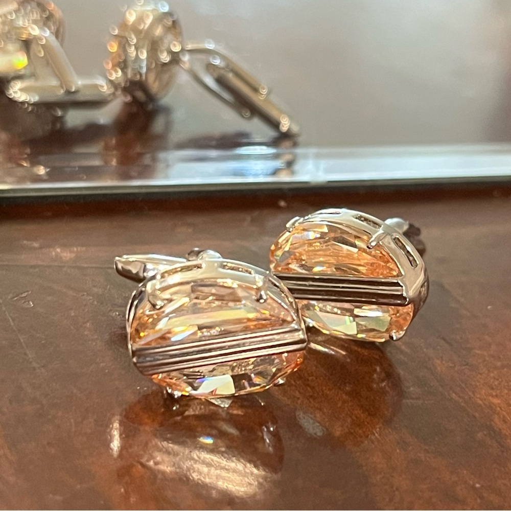 Silver/Orange Cuff Links